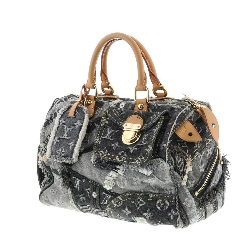 Louis Vuitton Black Denim Patchwork 30 Handbag Sp… - image 1